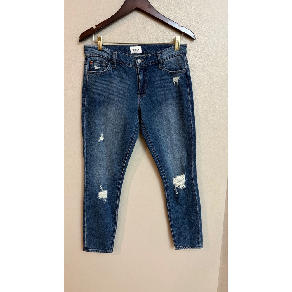 Hudson Krista Low Rise Skinny Ankle Jeans 27 Distressed Denim Medium Wash